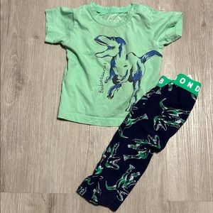 Bonds Green Dinosaur T-Shirt and Navy Pants Set